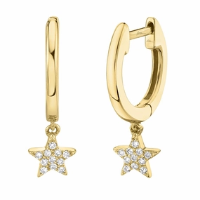 Shy Creation 0.04Ct Diamond Star Huggie Earring SC22004812V2