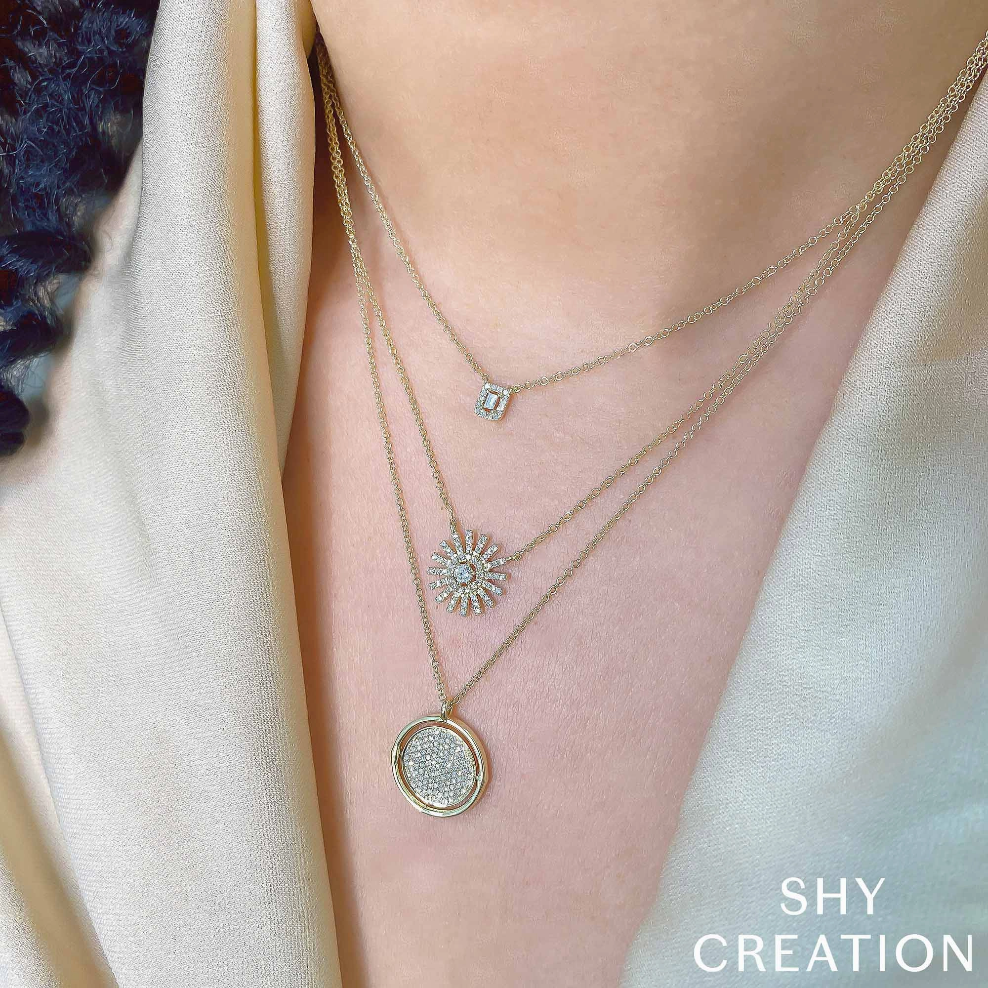 Shy Creation 0.05Ct Diamond Baguette Necklace SC55012157