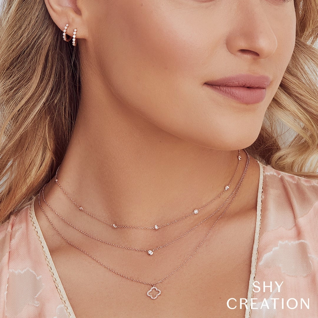 Shy Creation 0.05Ct Diamond Bezel Necklace SC55003228