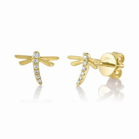 Shy Creation 0.05Ct Diamond Dragonfly Matte Earring SC55025134