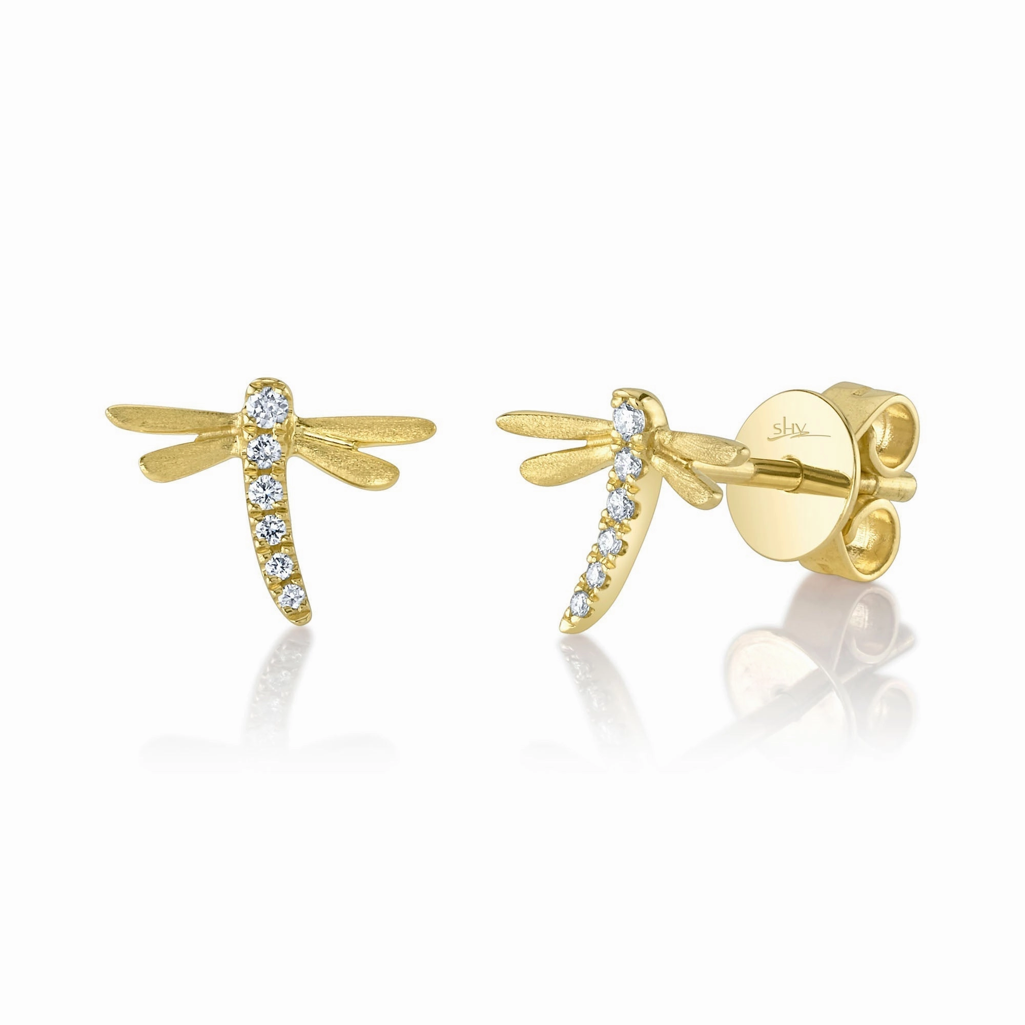 Shy Creation 0.05Ct Diamond Dragonfly Matte Earring SC55025134