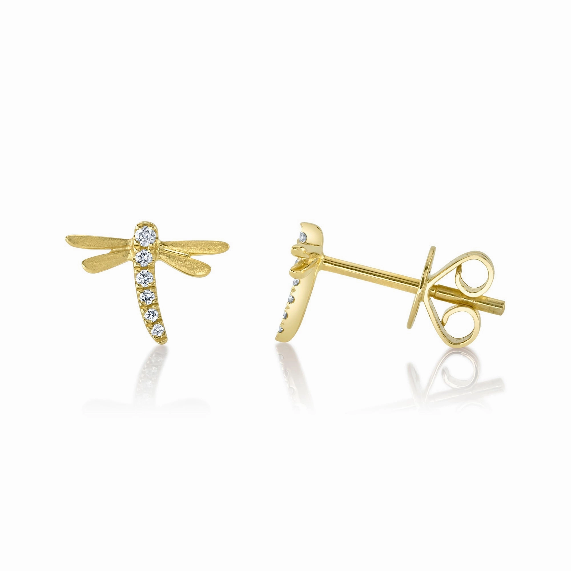 Shy Creation 0.05Ct Diamond Dragonfly Matte Earring SC55025134