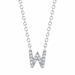 Shy Creation 0.05Ct Diamond Necklace - Initial W SC55007903-W