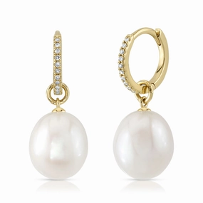 Shy Creation 0.06Ct Diamond & Cultured Pearl Earring SC55023676