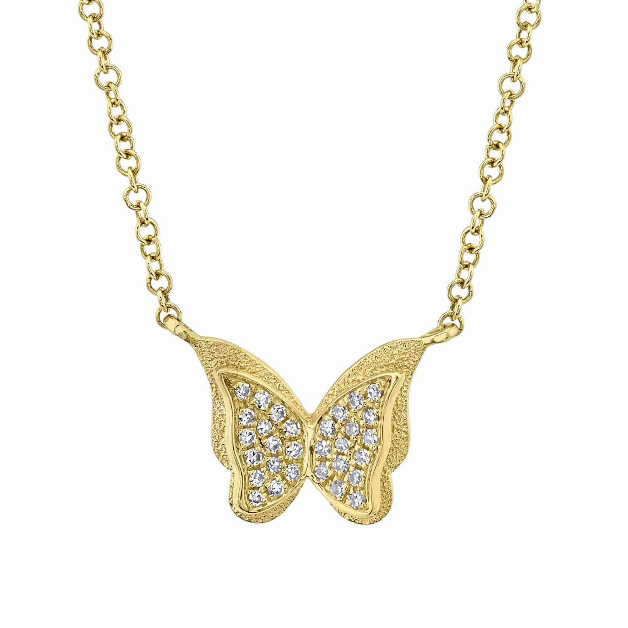 Shy Creation 0.06Ct Diamond Butterfly Necklace SC55021952