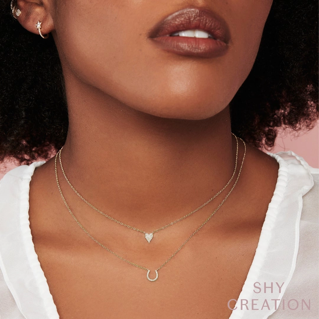 Shy Creation 0.06Ct Diamond Horseshoe Necklace SC55002924