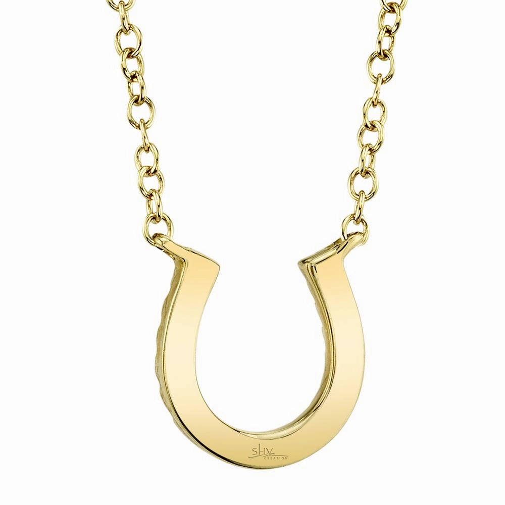 Shy Creation 0.06Ct Diamond Horseshoe Necklace SC55002924