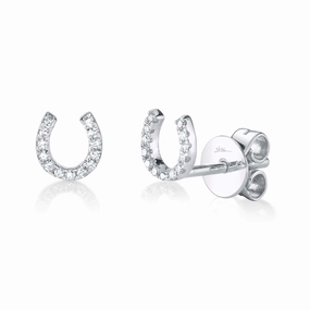 Shy Creation 0.06Ct Diamond Horseshoe Stud Earring SC55002889