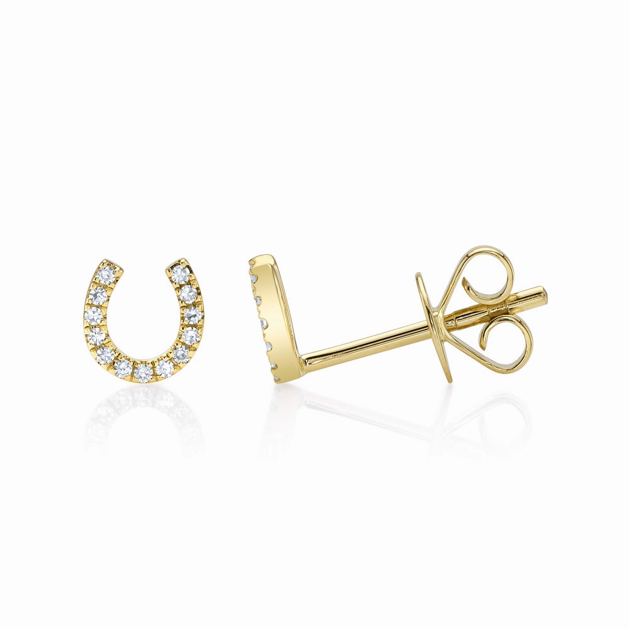 Shy Creation 0.06Ct Diamond Horseshoe Stud Earring SC55002890