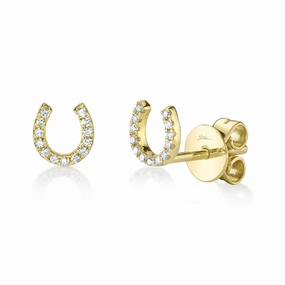 Shy Creation 0.06Ct Diamond Horseshoe Stud Earring SC55002890