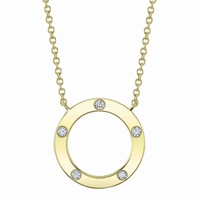 Shy Creation 0.07Ct Diamond Circle Necklace SC55026069V2