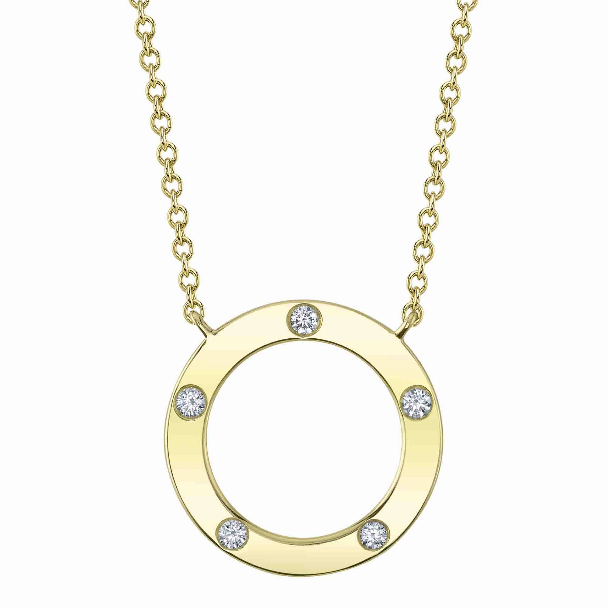 Shy Creation 0.07Ct Diamond Circle Necklace SC55026069V2