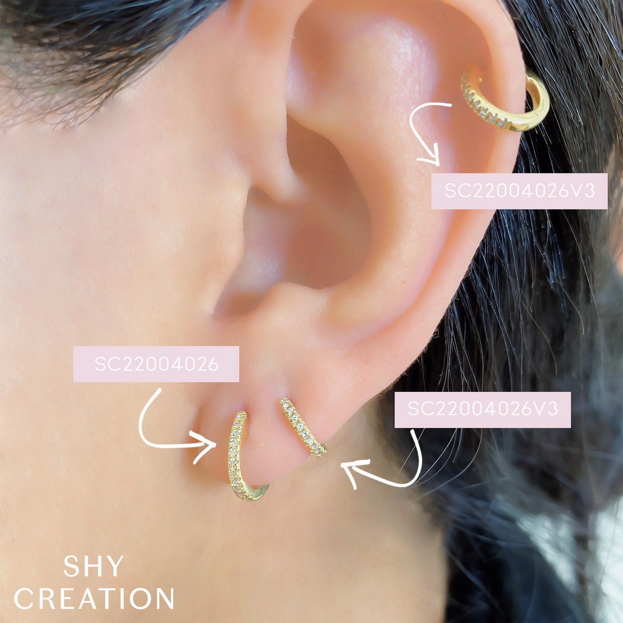 Shy Creation 0.07Ct Diamond Huggie Earring SC22003982