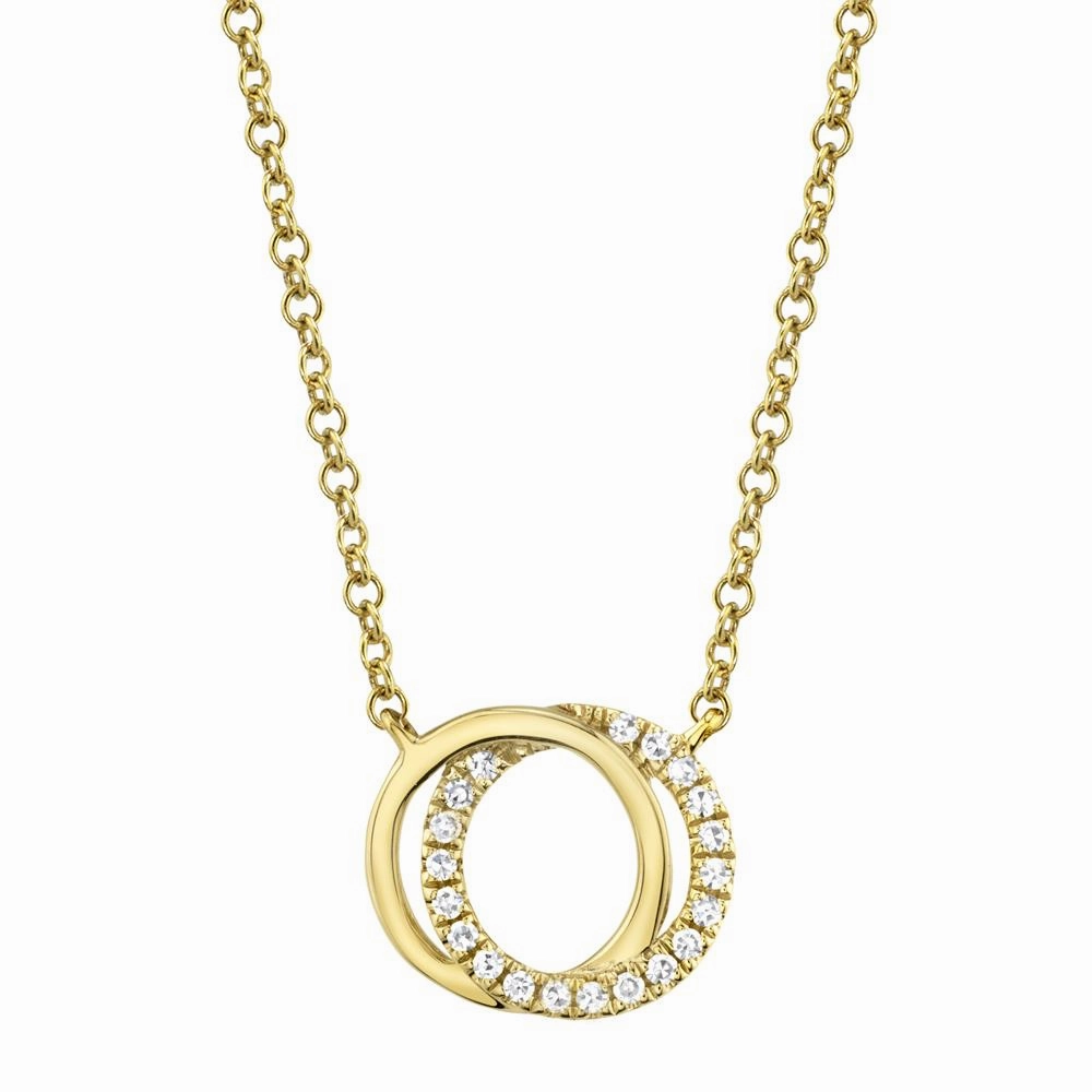 Shy Creation 0.07Ct Diamond Love Knot Circle Necklace SC55009638