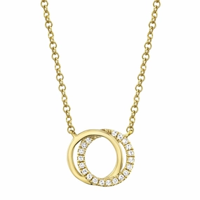 Shy Creation 0.07Ct Diamond Love Knot Circle Necklace SC55009638