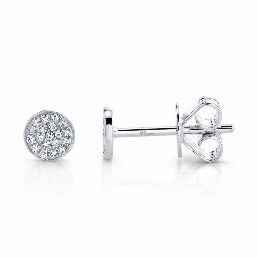 Shy Creation 0.07Ct Diamond Pave Circle Stud Earring SC55001138