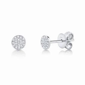 Shy Creation 0.07Ct Diamond Pave Circle Stud Earring SC55001138