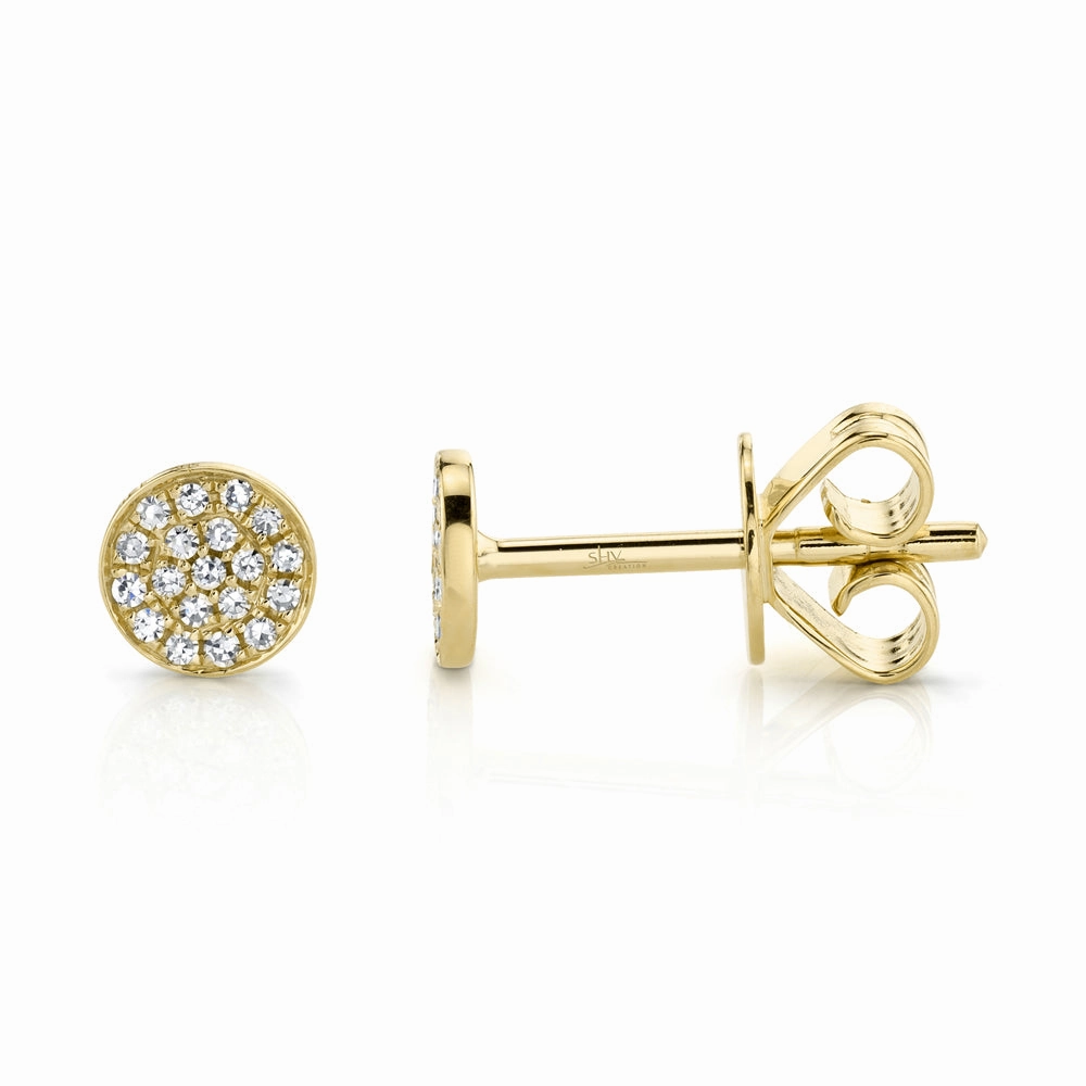Shy Creation 0.07Ct Diamond Pave Circle Stud Earring SC55001148