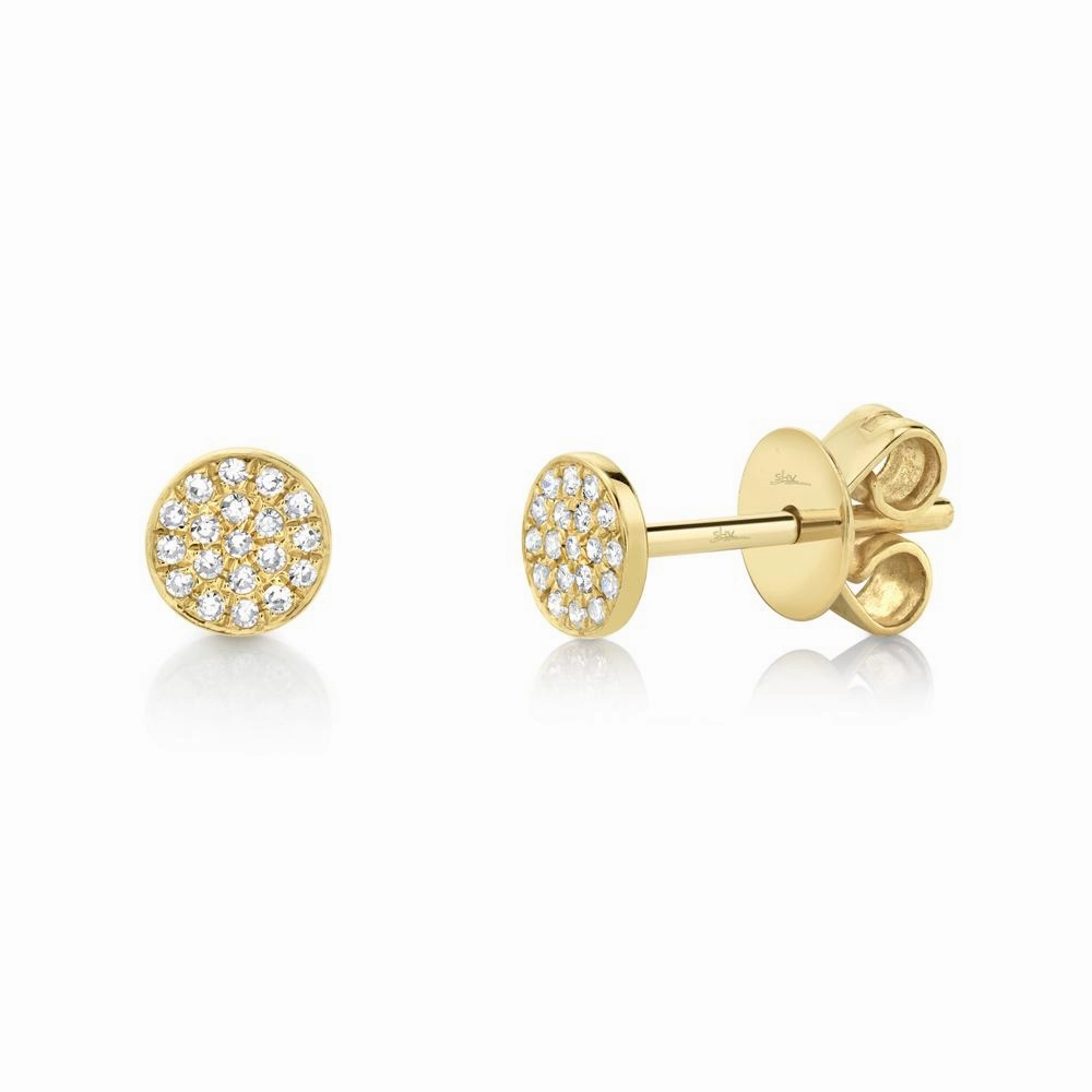 Shy Creation 0.07Ct Diamond Pave Circle Stud Earring SC55001148