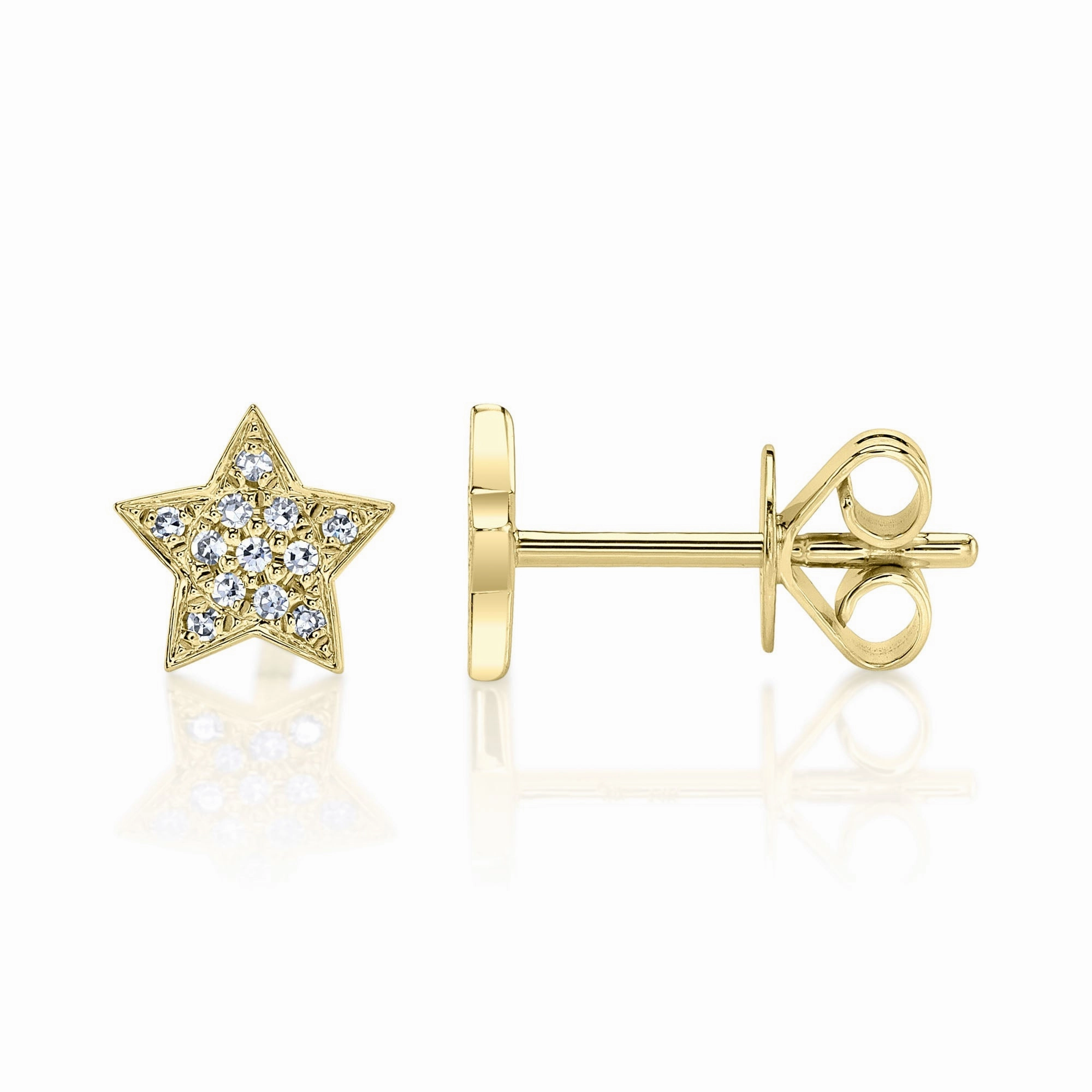 Shy Creation 0.07Ct Diamond Star Stud Earring SC55001267