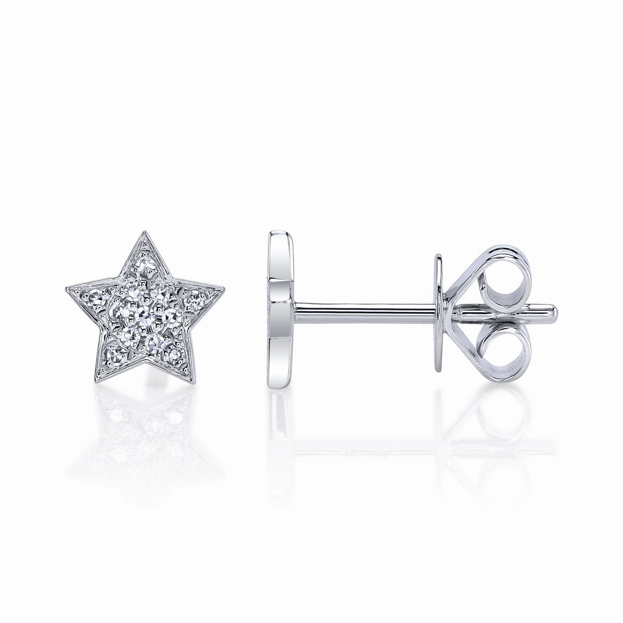 Shy Creation 0.07Ct Diamond Star Stud Earring SC55001302