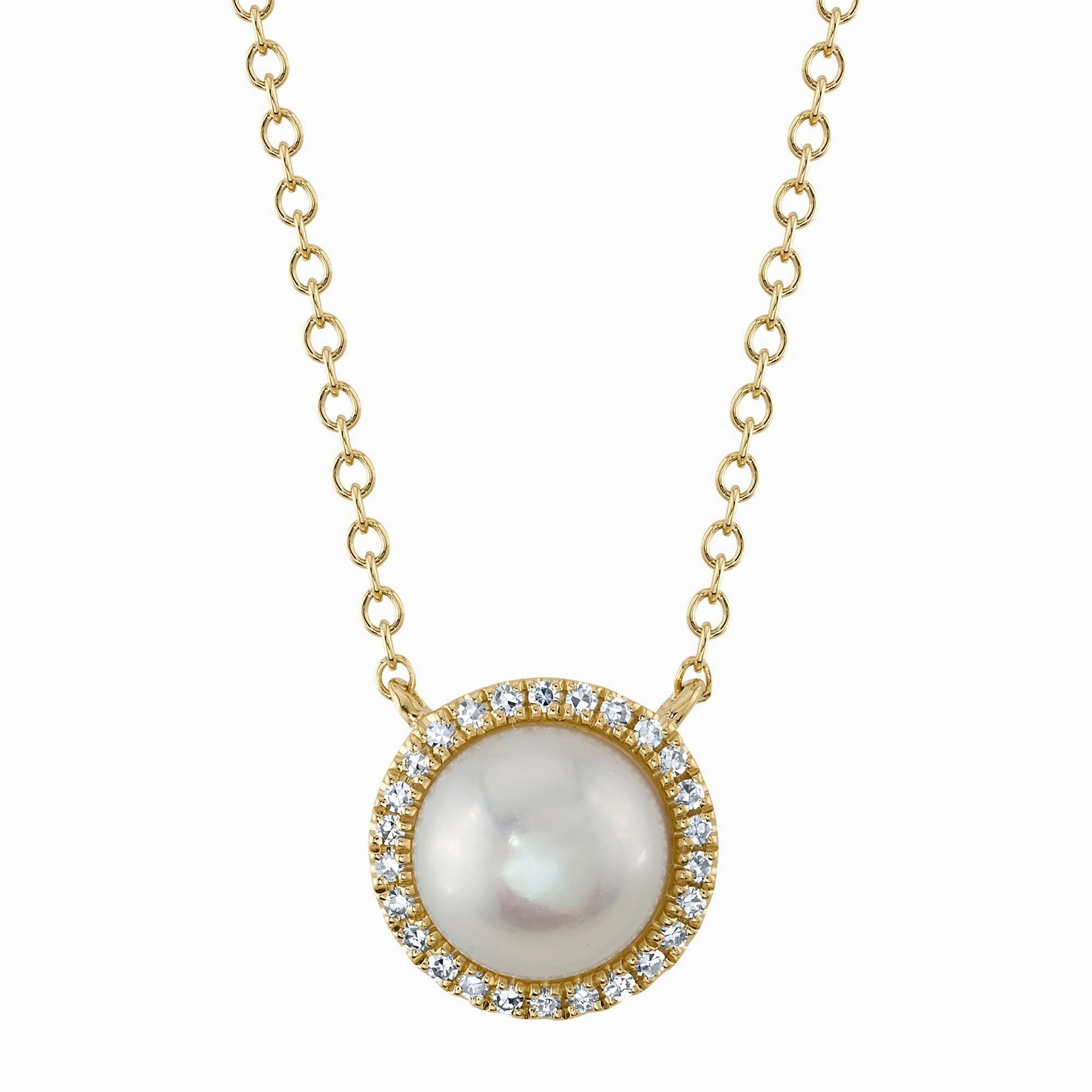 Shy Creation 0.08Ct Diamond & Cultured Pearl Necklace SC55023951