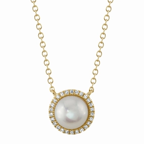 Shy Creation 0.08Ct Diamond & Cultured Pearl Necklace SC55023951