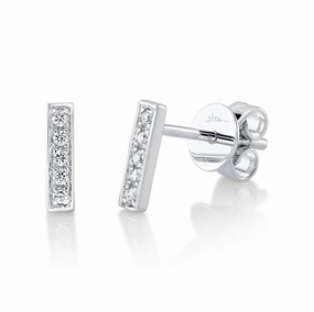 Shy Creation 0.08Ct Diamond Bar Stud Earring SC55002205