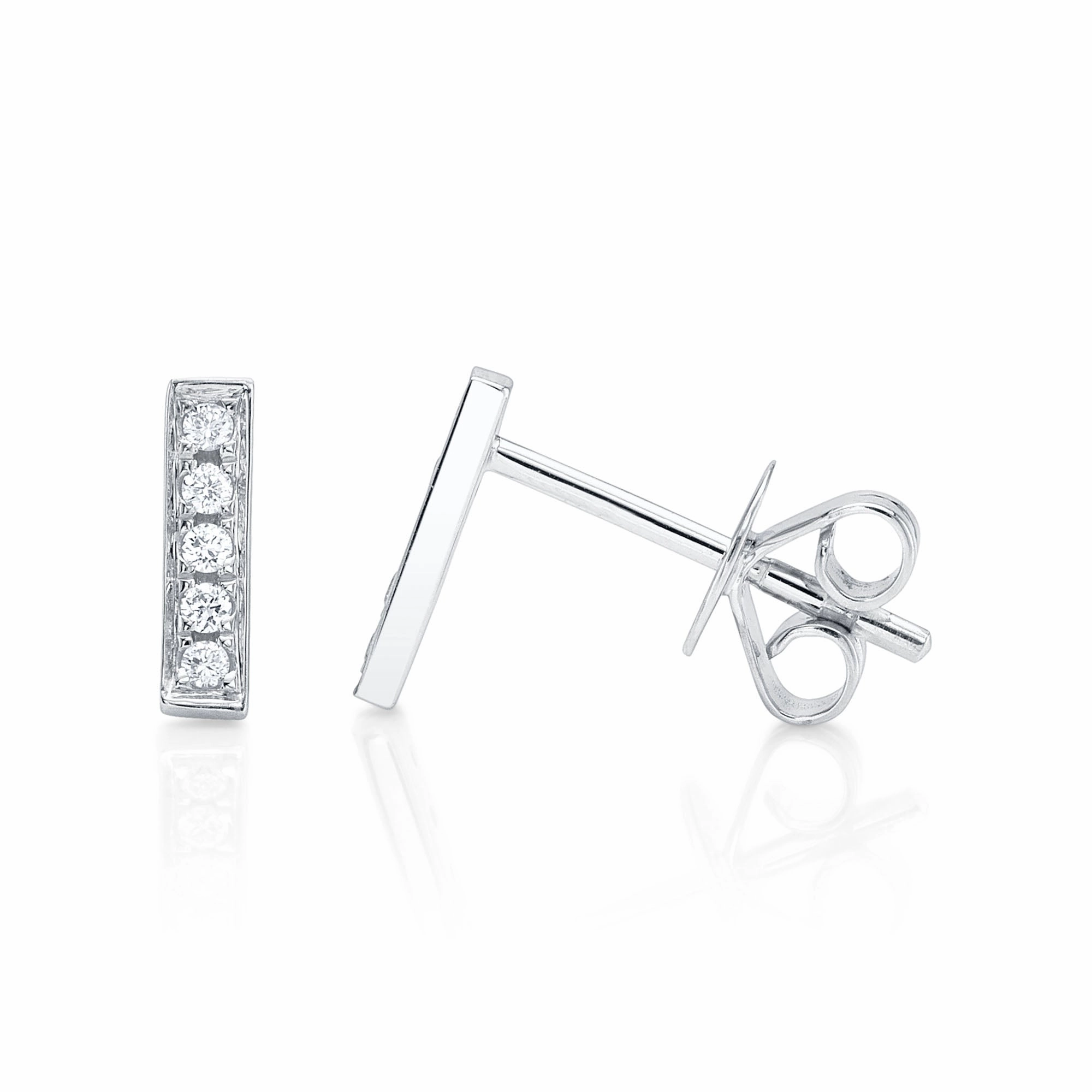 Shy Creation 0.08Ct Diamond Bar Stud Earring SC55002205