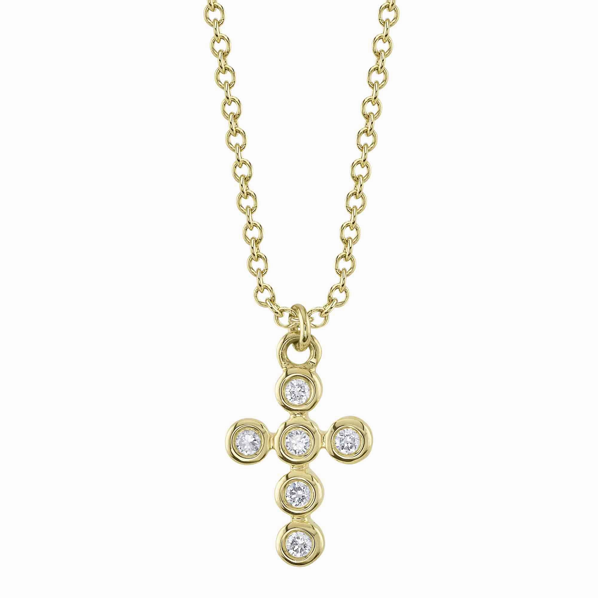 Shy Creation 0.08Ct Diamond Bezel Cross Necklace SC55021367V2