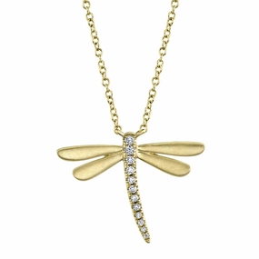 Shy Creation 0.08Ct Diamond Dragonfly Matte Necklace SC55020407