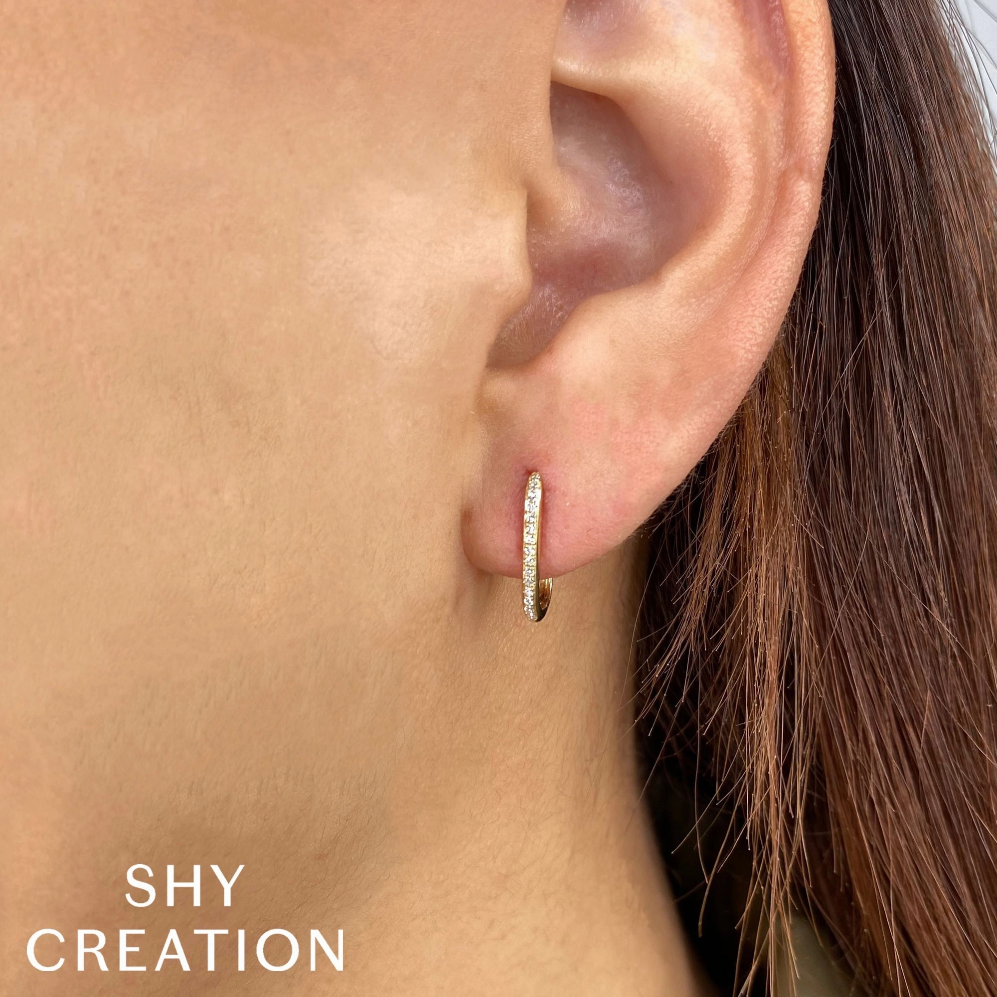 Shy Creation 0.08Ct Diamond Oval Hoop Earring SC55014488H0.60