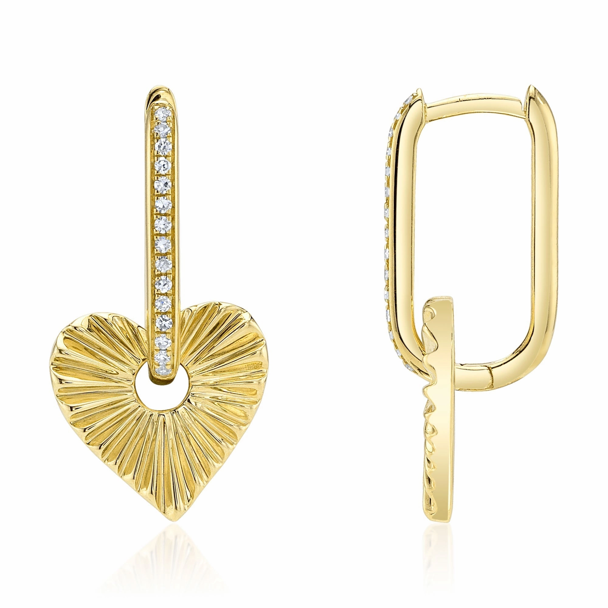 Shy Creation 0.08Ct Diamond Ribbed Heart Earring SC55014489