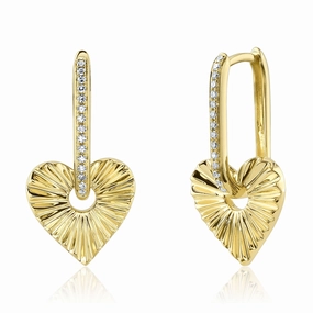 Shy Creation 0.08Ct Diamond Ribbed Heart Earring SC55014489
