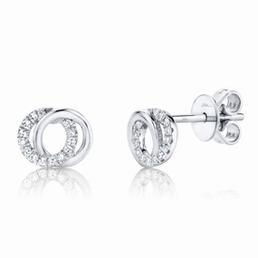 Shy Creation 0.09Ct Diamond Love Knot Circle Stud Earring SC55009821