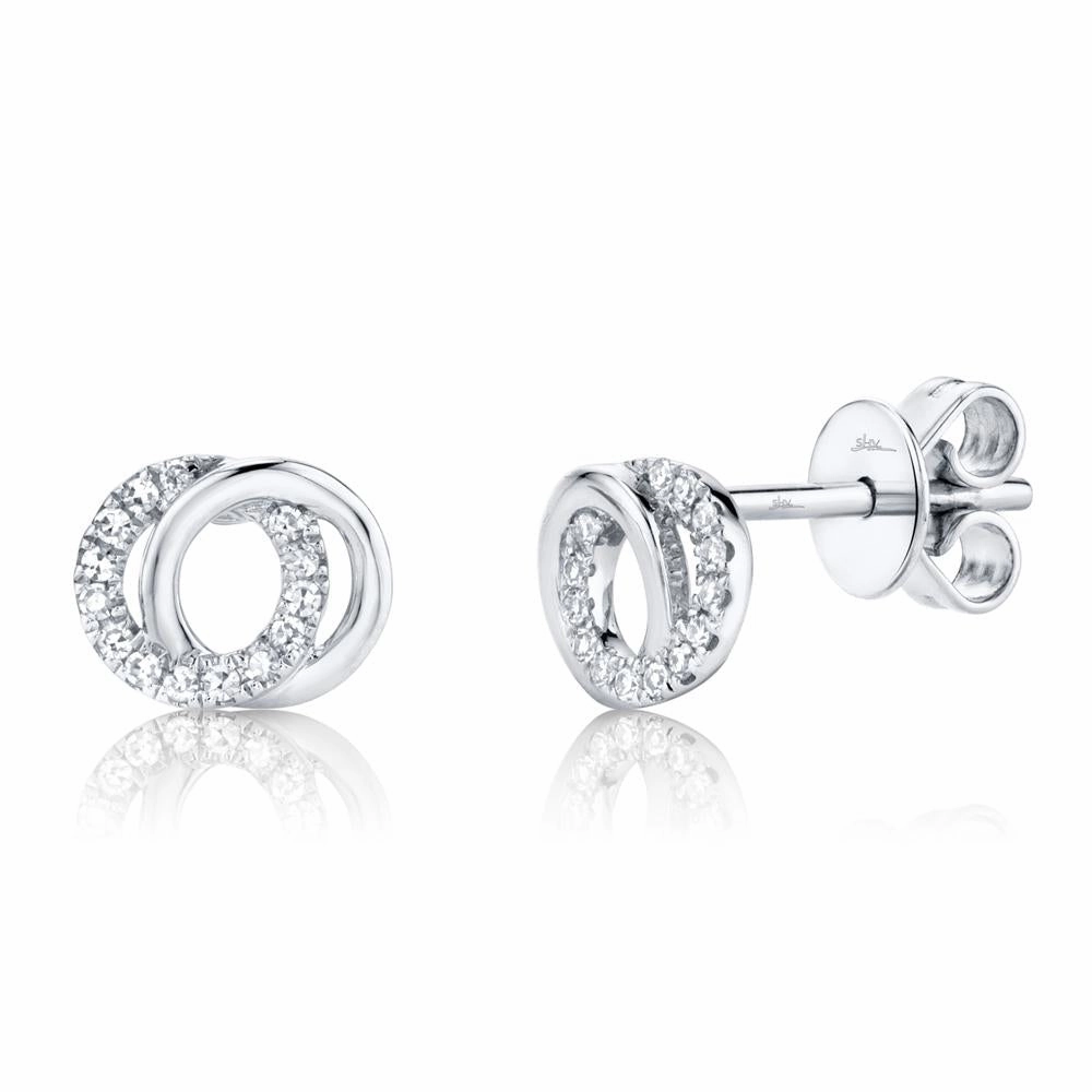 Shy Creation 0.09Ct Diamond Love Knot Circle Stud Earring SC55009821