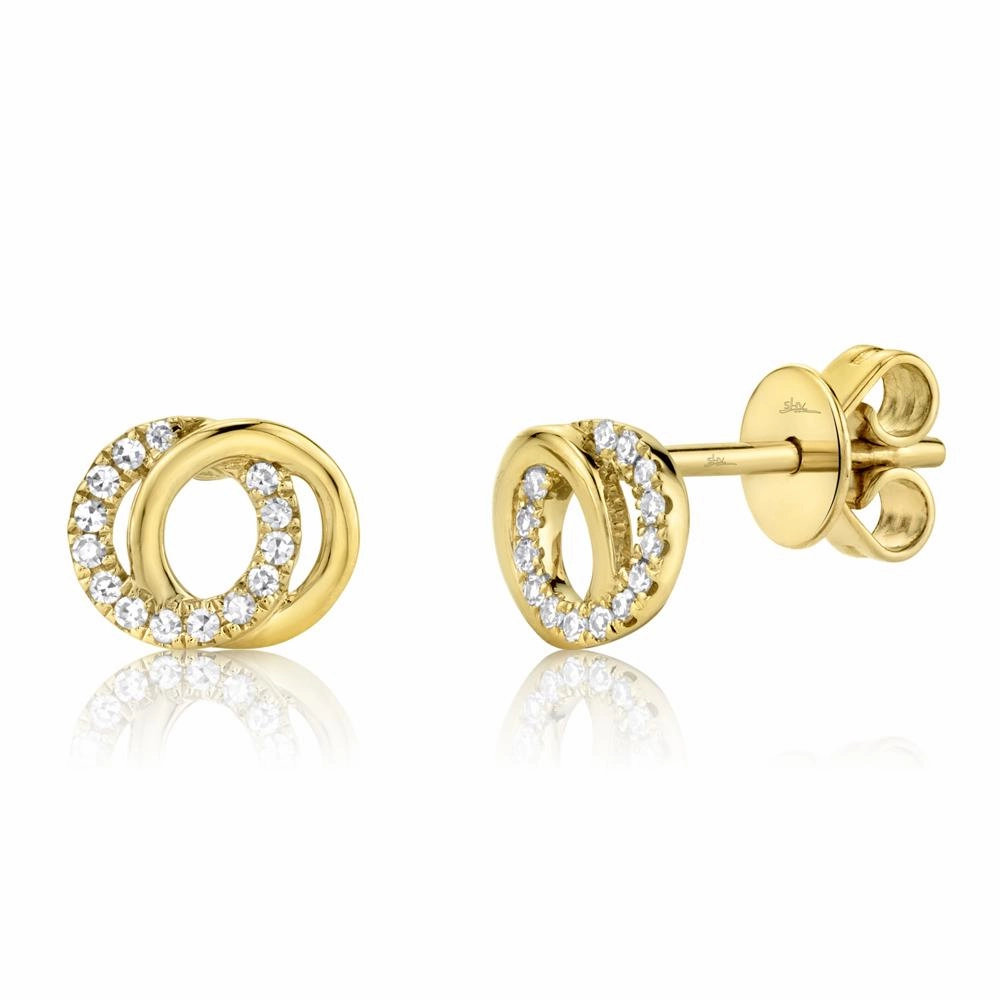 Shy Creation 0.09Ct Diamond Love Knot Circle Stud Earring SC55009822