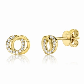 Shy Creation 0.09Ct Diamond Love Knot Circle Stud Earring SC55009822