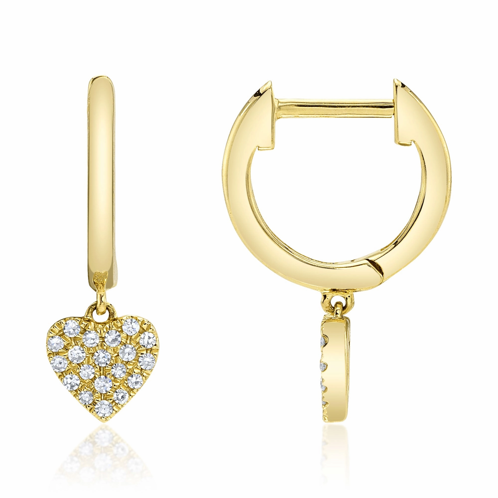 Shy Creation 0.09Ct Diamond Pave Heart Huggie Earring SC22009365