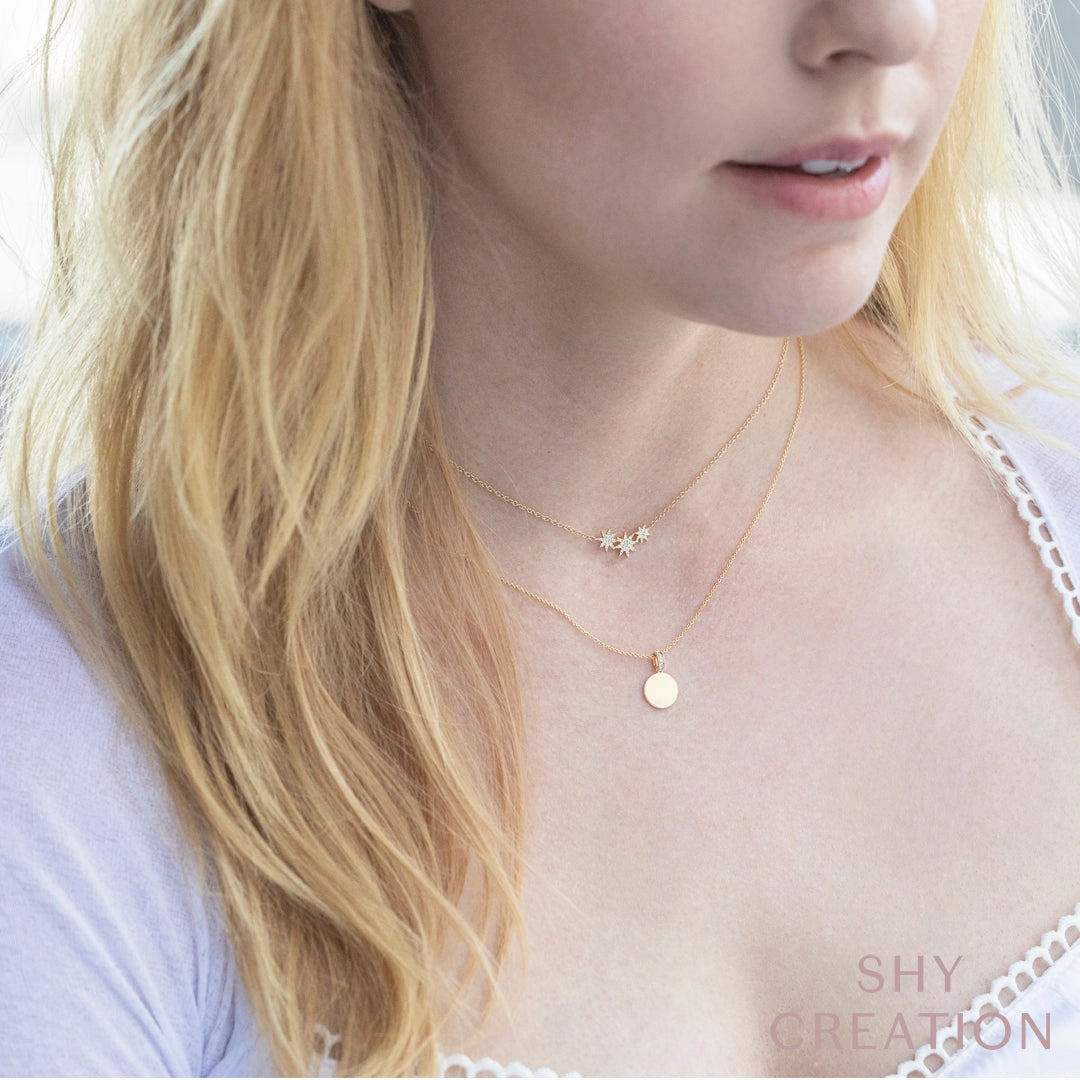 Shy Creation 0.09Ct Diamond Star Necklace SC55006110