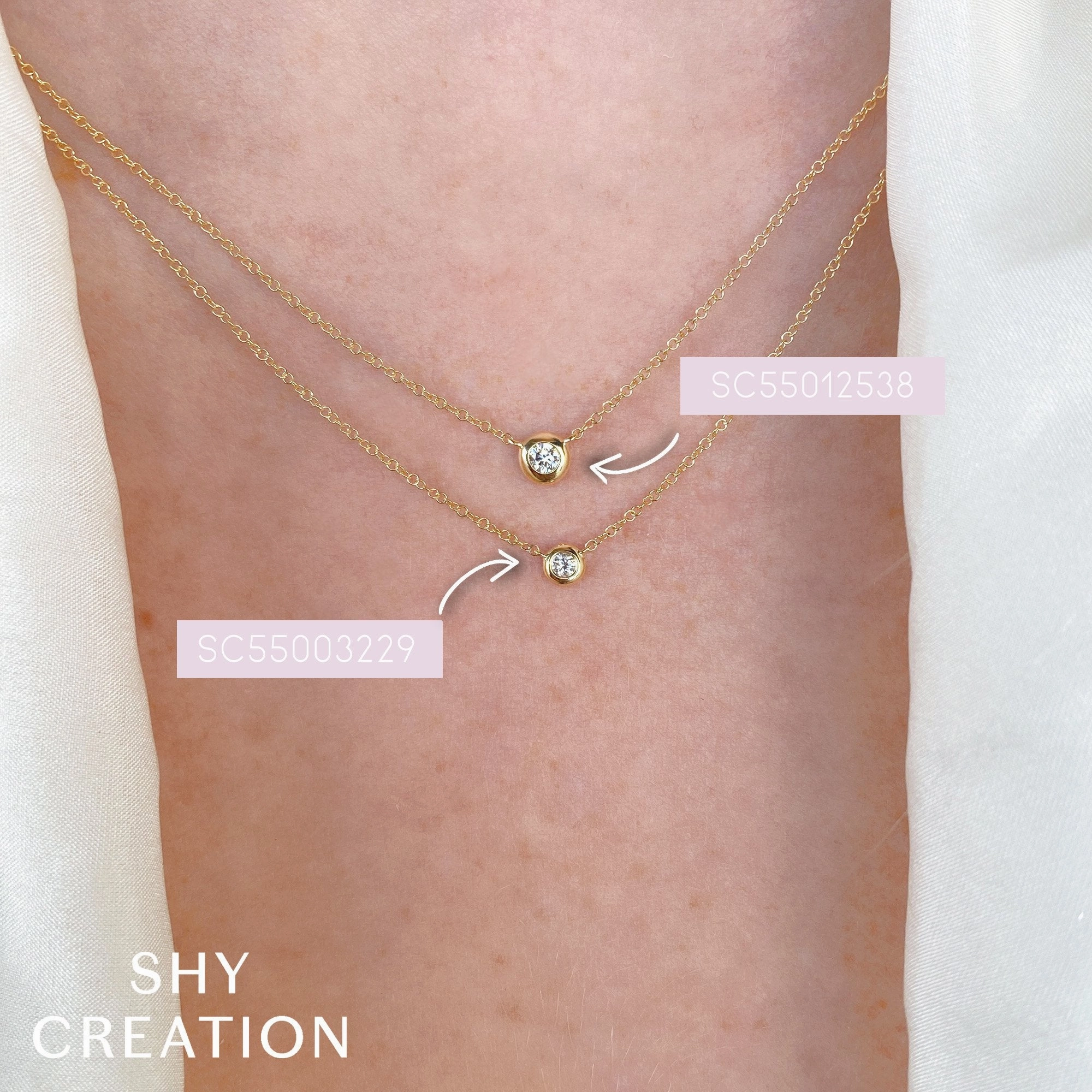 Shy Creation 0.10Ct Diamond Bezel Necklace SC55012538
