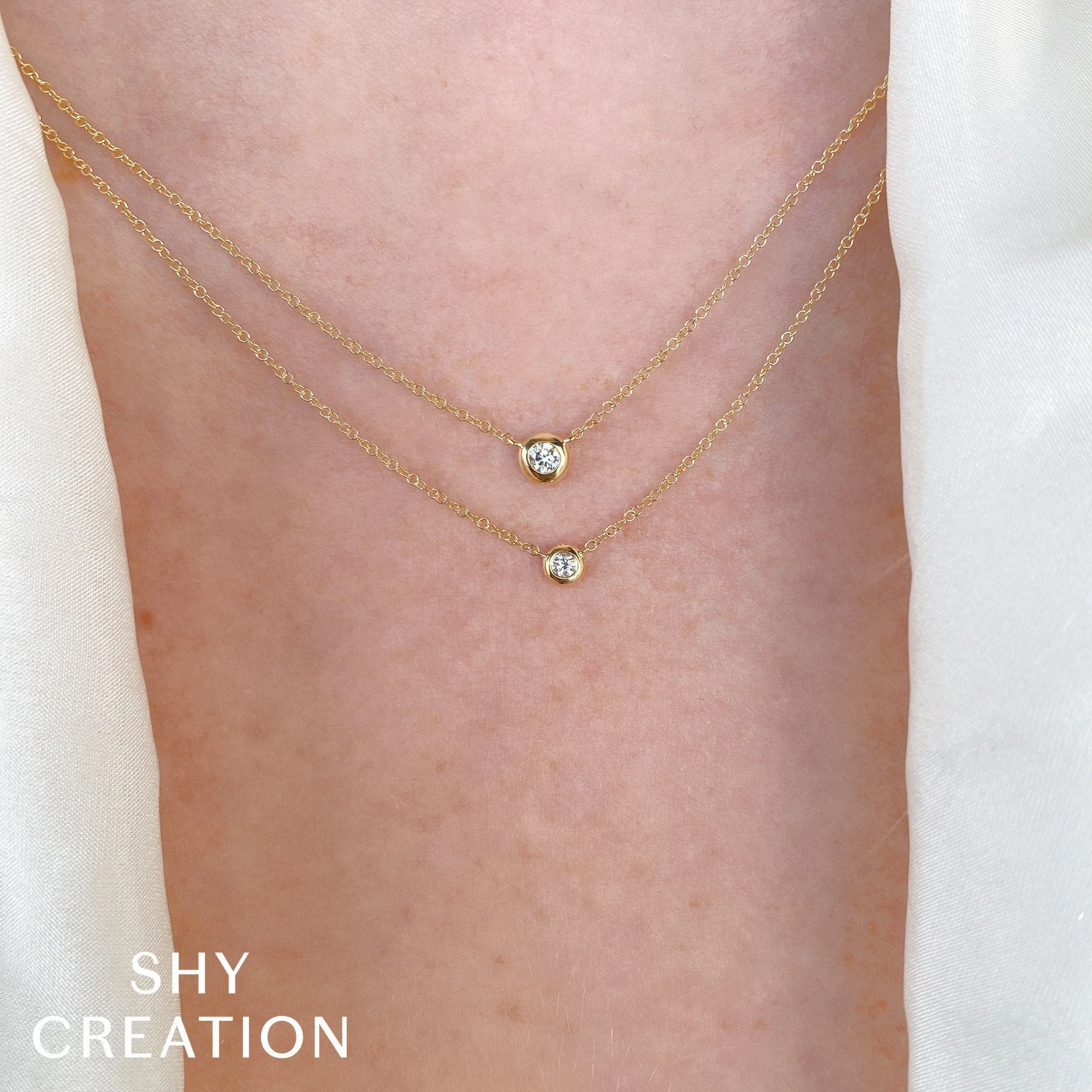 Shy Creation 0.10Ct Diamond Bezel Necklace SC55012538