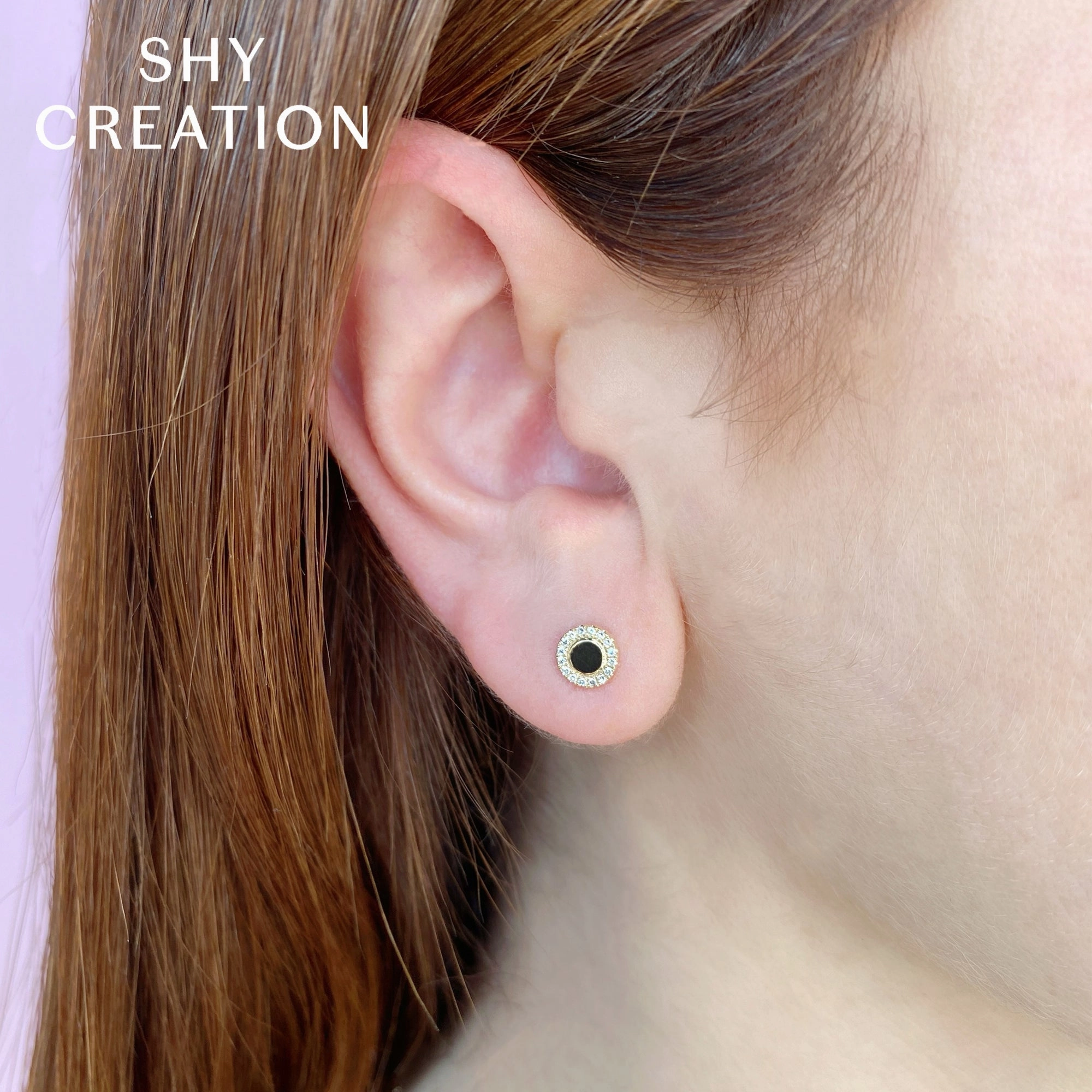 Shy Creation 0.10Ct Diamond Circle Stud Earring SC55019457