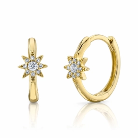 Shy Creation 0.10Ct Diamond Starburst Huggie Earring SC55023013