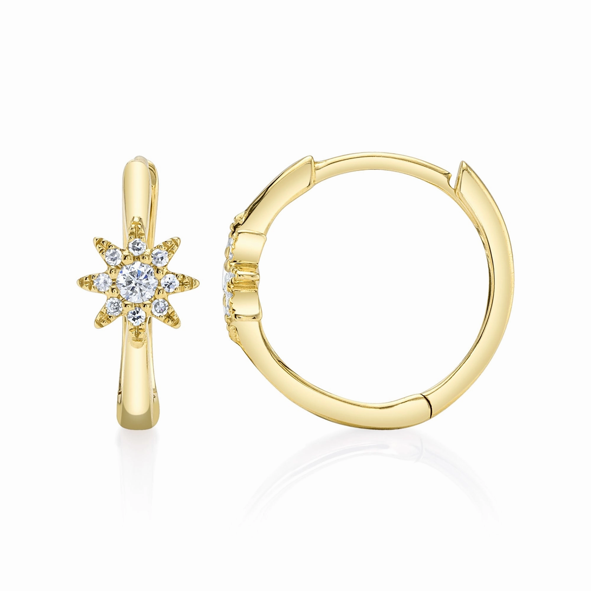 Shy Creation 0.10Ct Diamond Starburst Huggie Earring SC55023013