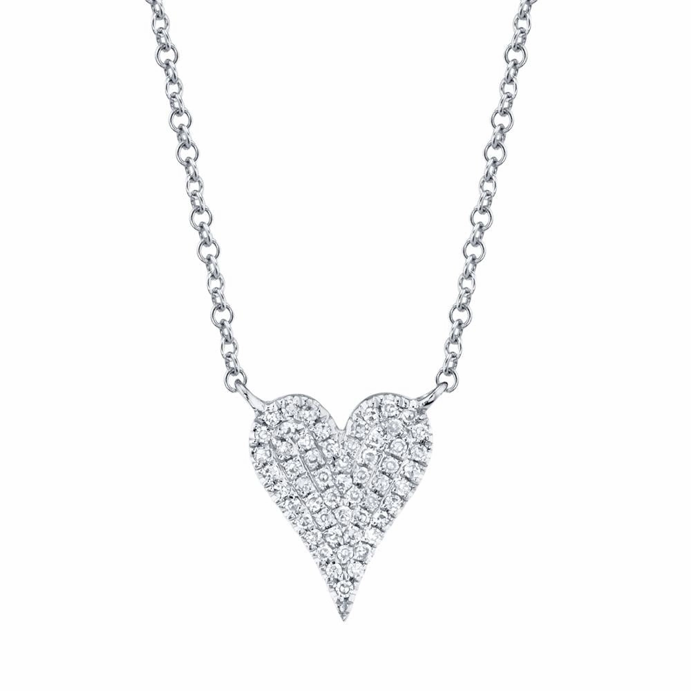 Shy Creation 0.11Ct Diamond Pave Heart Necklace SC55006925