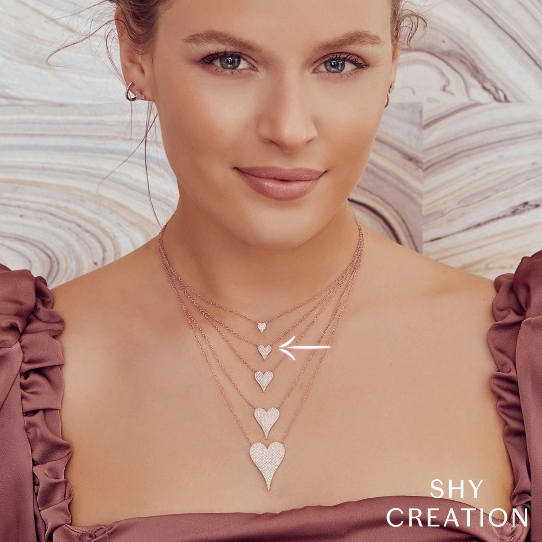 Shy Creation 0.11Ct Diamond Pave Heart Necklace SC55006925