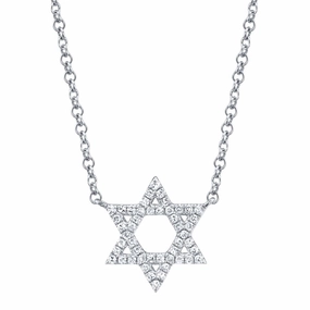 Shy Creation 0.11Ct Diamond Star Of David Necklace SC55005241