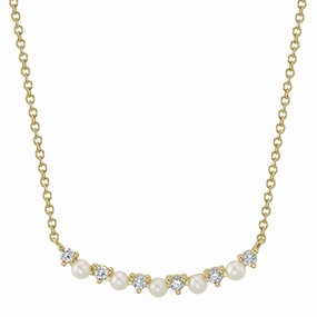 Shy Creation 0.12Ct Diamond & Cultured Pearl Necklace SC55023346