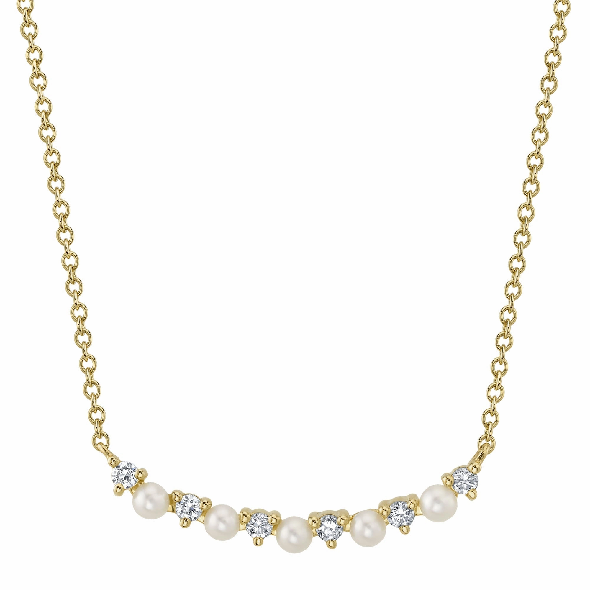 Shy Creation 0.12Ct Diamond & Cultured Pearl Necklace SC55023346